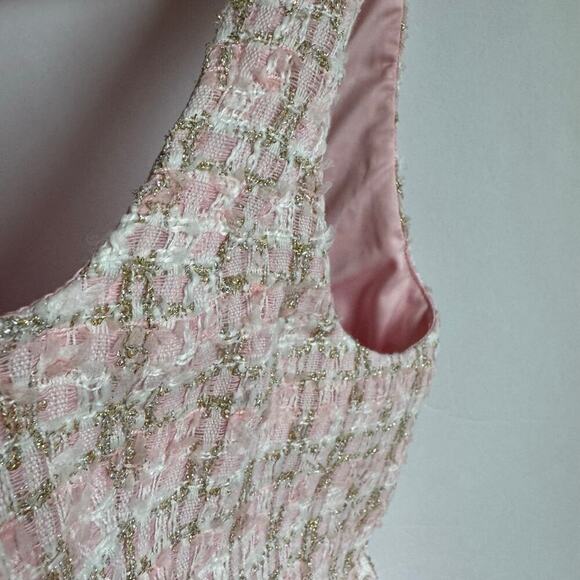 Rumored Tweed Mini Dress Pink Shimmer Size 10 New With Tags - Picture 9 of 14